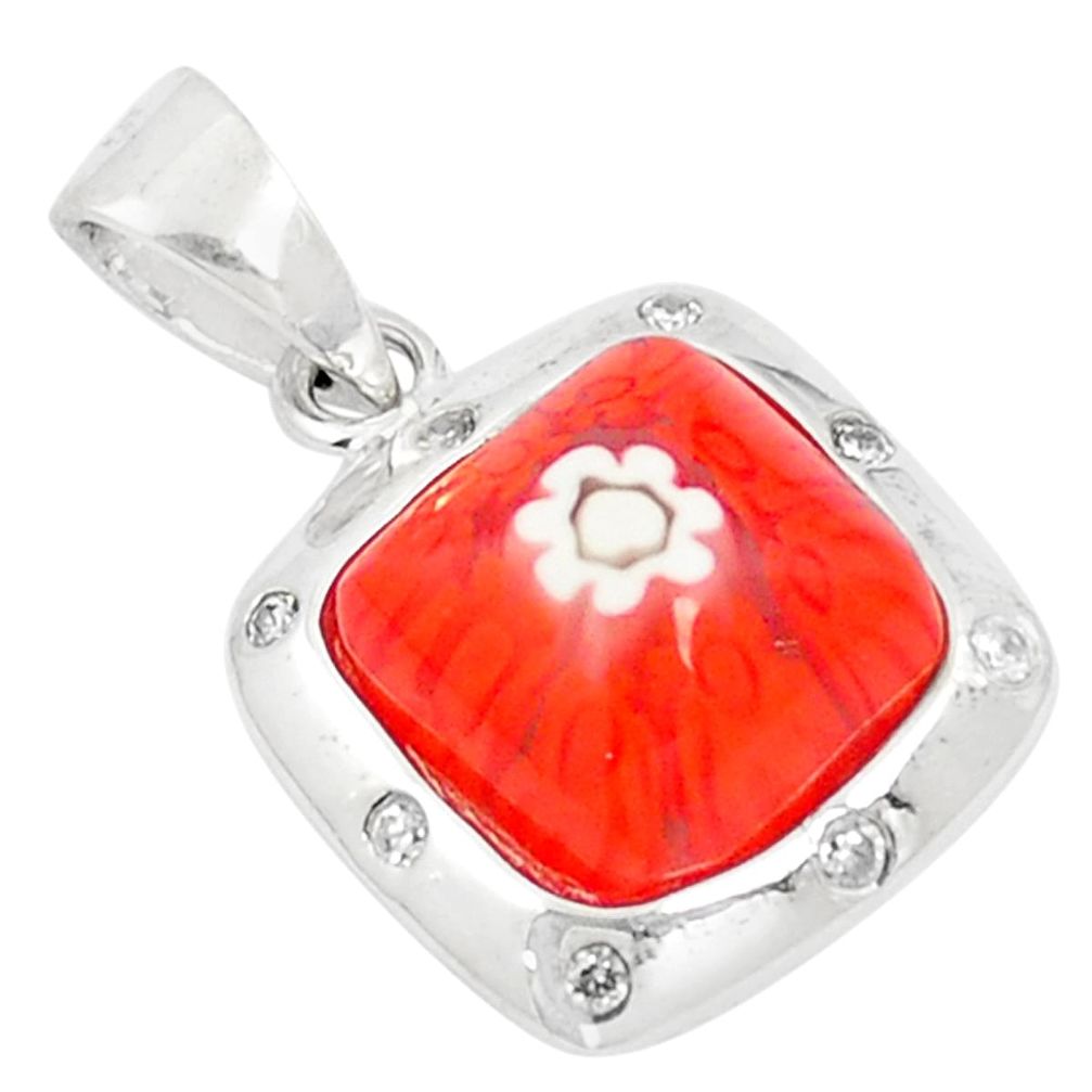 Multi color italian murano glass topaz 925 sterling silver pendant c25824