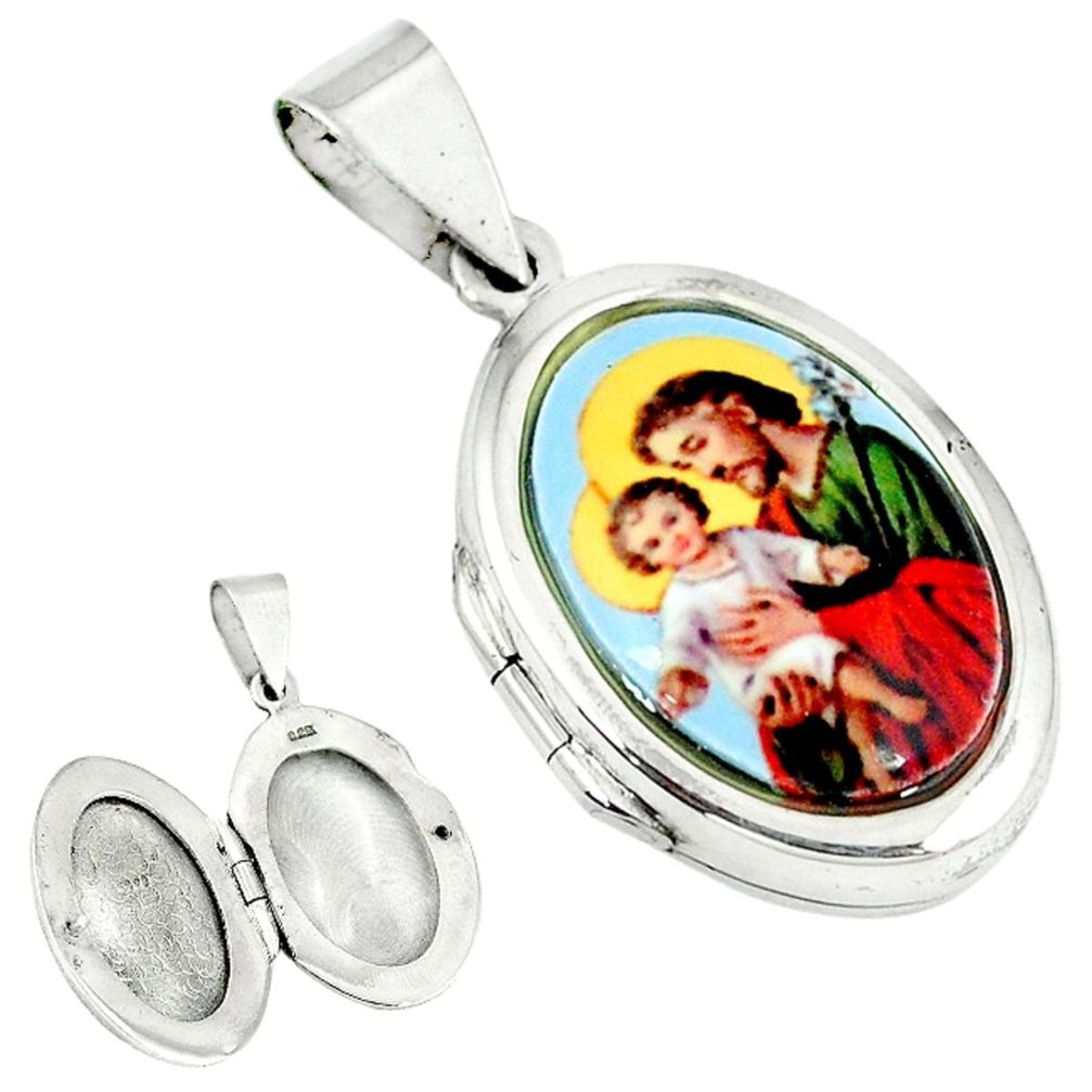 Multi color jesus baby cameo 925 sterling silver locket pendant jewelry c22616