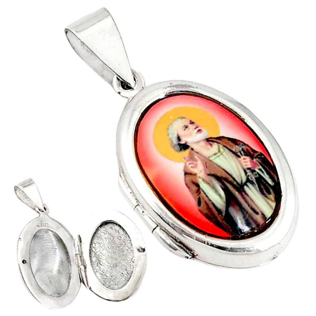 Multi color jesus cameo 925 sterling silver prayer box pendant jewelry c22604