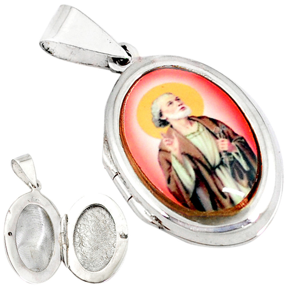 Multi color jesus cameo 925 sterling silver prayer box pendant jewelry c22614