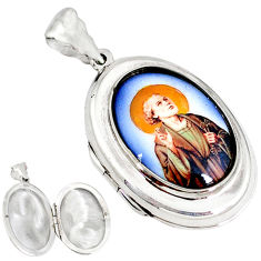 Multi color jesus cameo 925 sterling silver prayer box pendant jewelry c22626