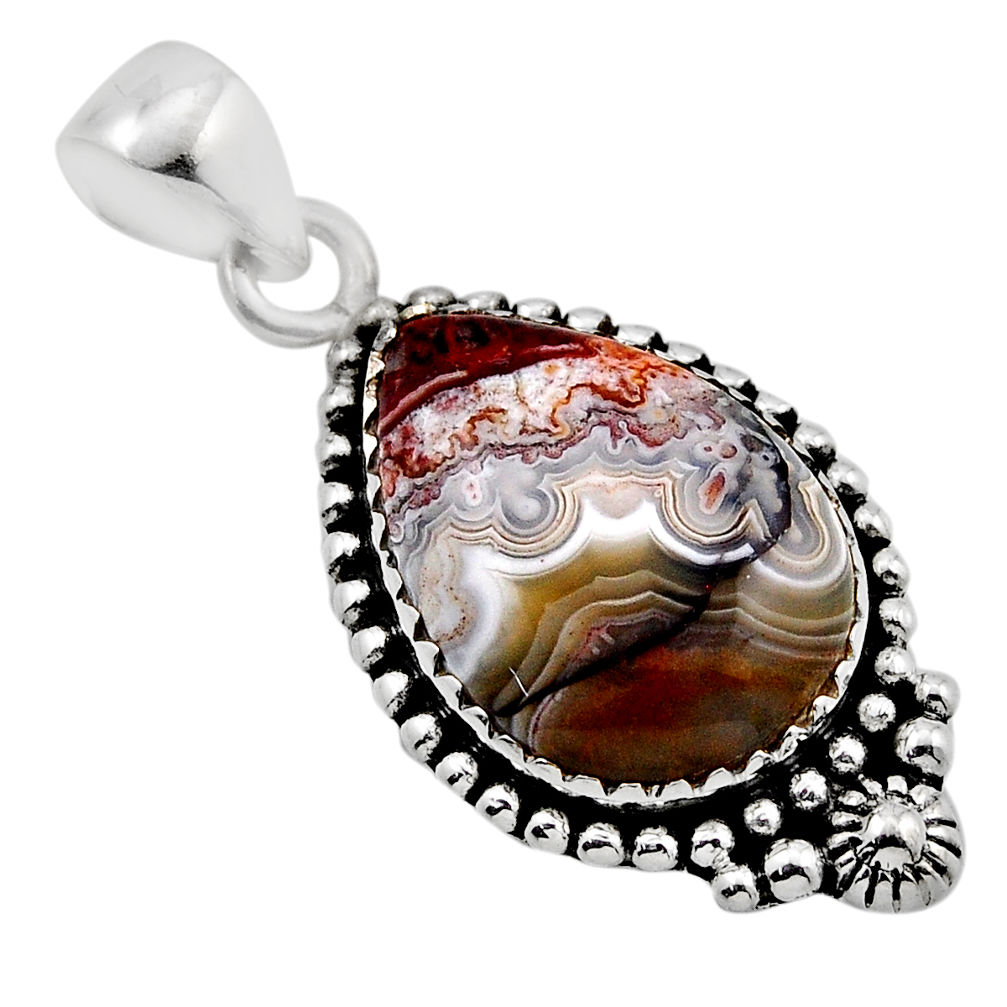 12.62cts multi color mexican laguna lace agate sterling silver pendant y88544