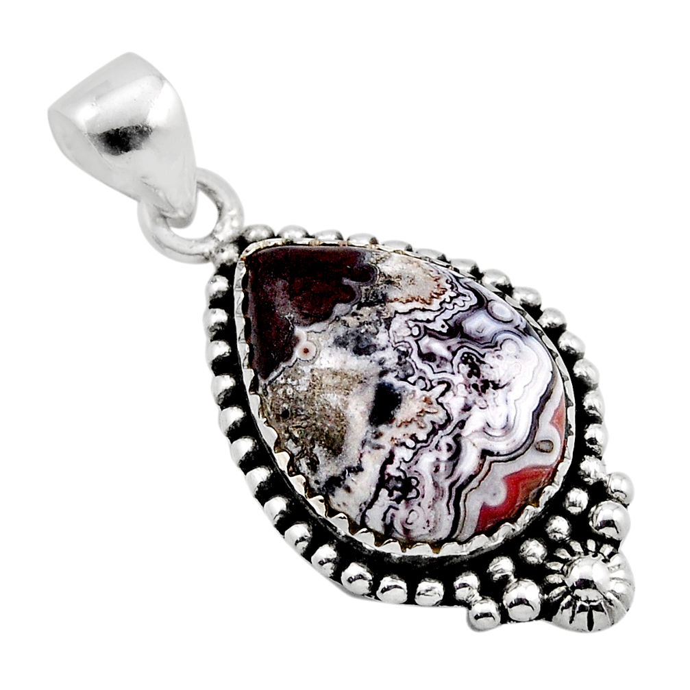 12.67cts multi color mexican laguna lace agate sterling silver pendant y88545