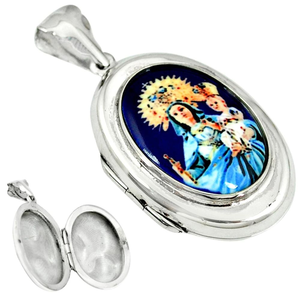 Multi color mother baby love cameo 925 sterling silver locket pendant c22694