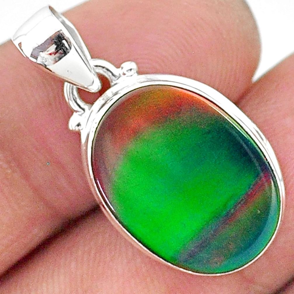 6.57cts multi color northern lights aurora opal (lab) 925 silver pendant t16792