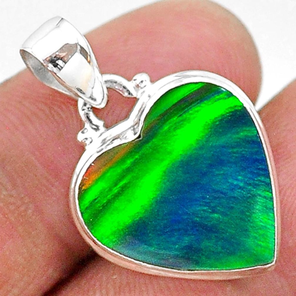 6.55cts multi color northern lights aurora opal (lab) 925 silver pendant t16844