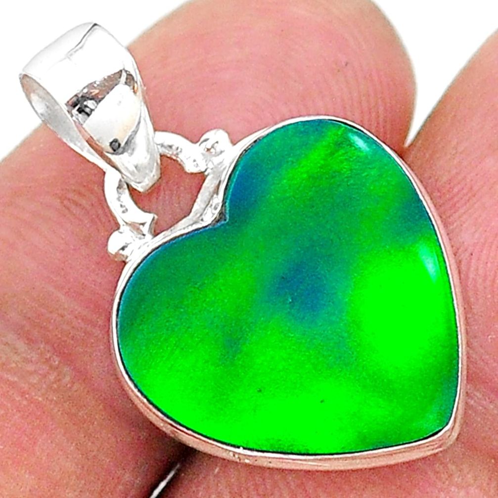 7.23cts multi color northern lights aurora opal (lab) 925 silver pendant t16848