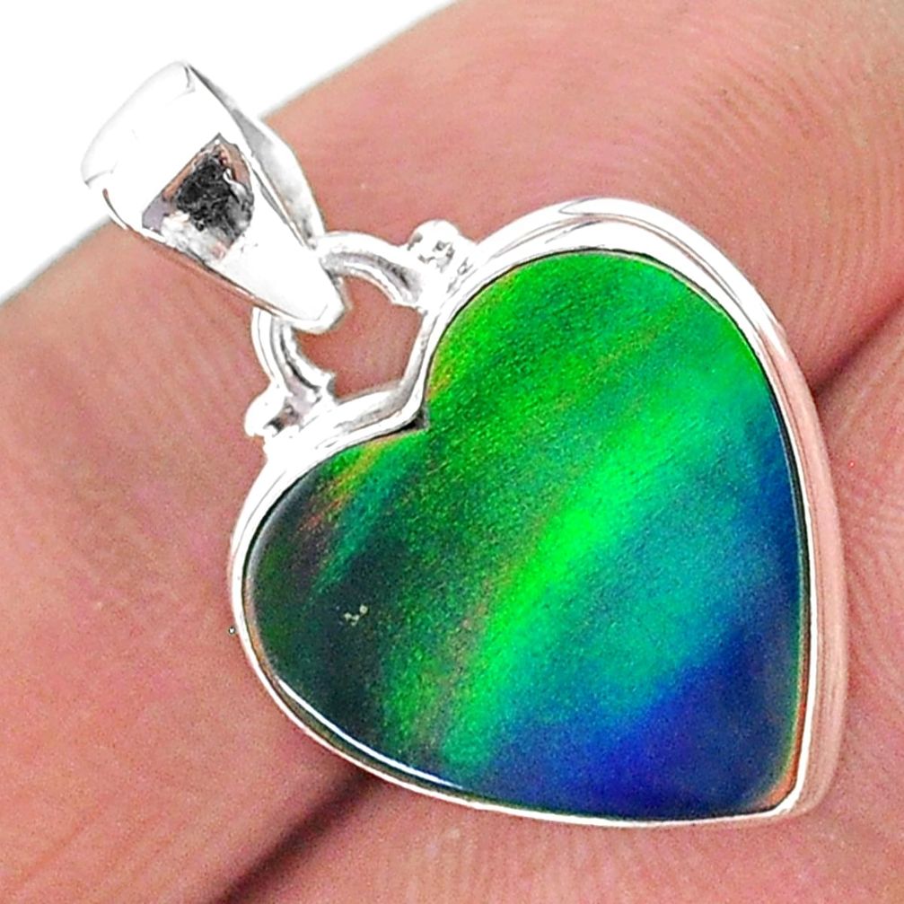 6.47cts multi color northern lights aurora opal (lab) 925 silver pendant t16876