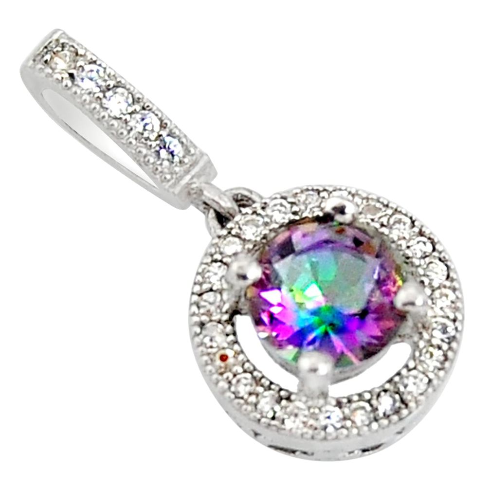 2.49cts multi color rainbow topaz white topaz 925 silver pendant jewelry c9739