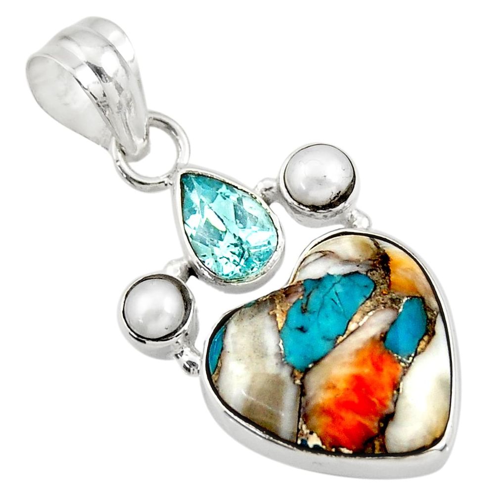 olor spiny oyster arizona turquoise 925 silver pendant d41769