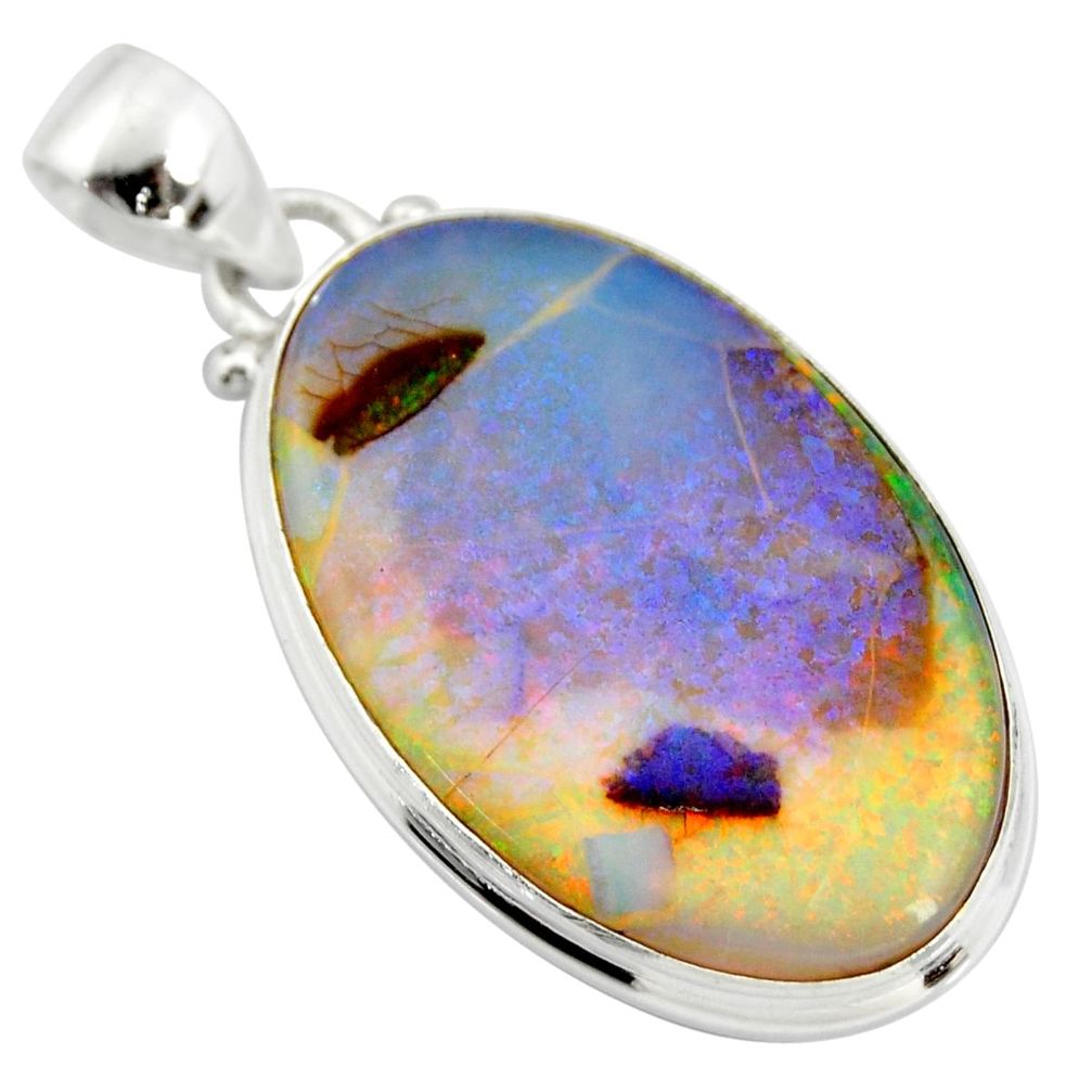 14.45cts multi color sterling opal 925 sterling silver pendant jewelry r25181