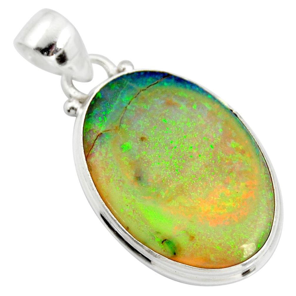 11.74cts multi color sterling opal 925 sterling silver pendant jewelry r25182