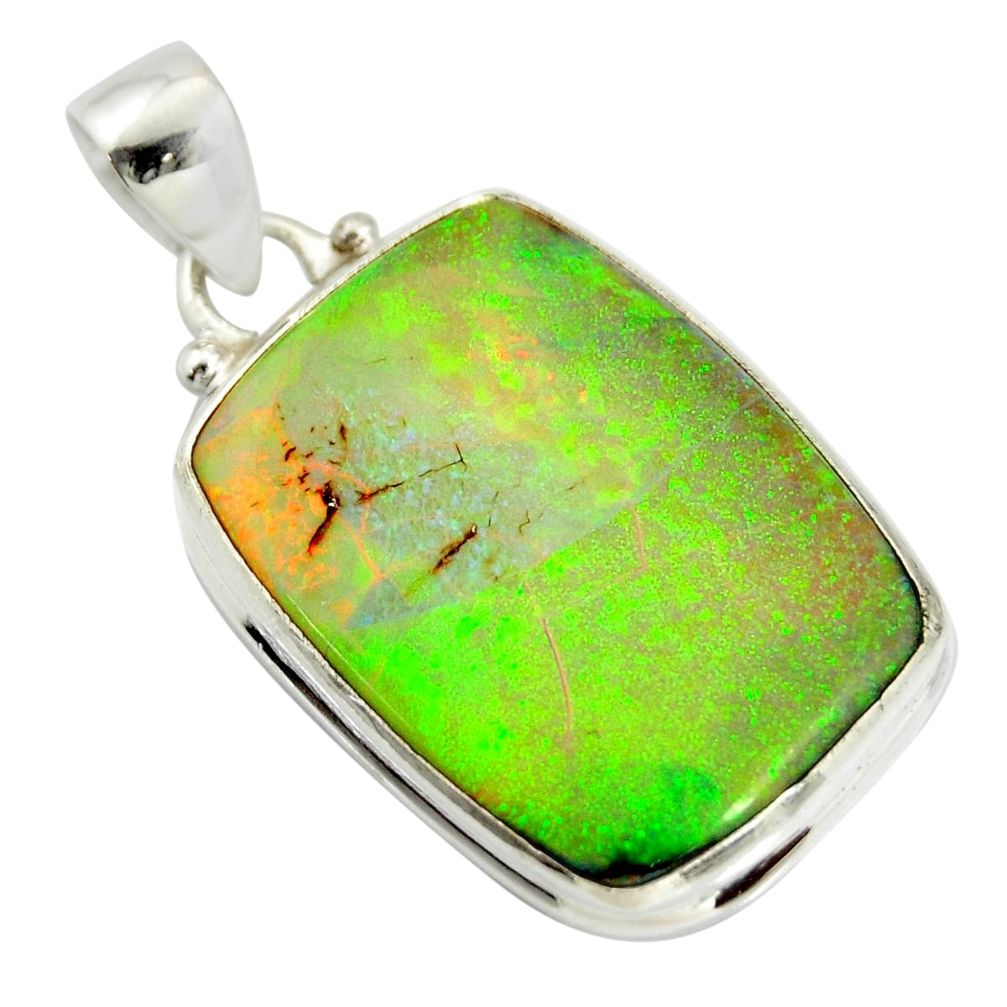 15.08cts multi color sterling opal 925 sterling silver pendant jewelry r25198