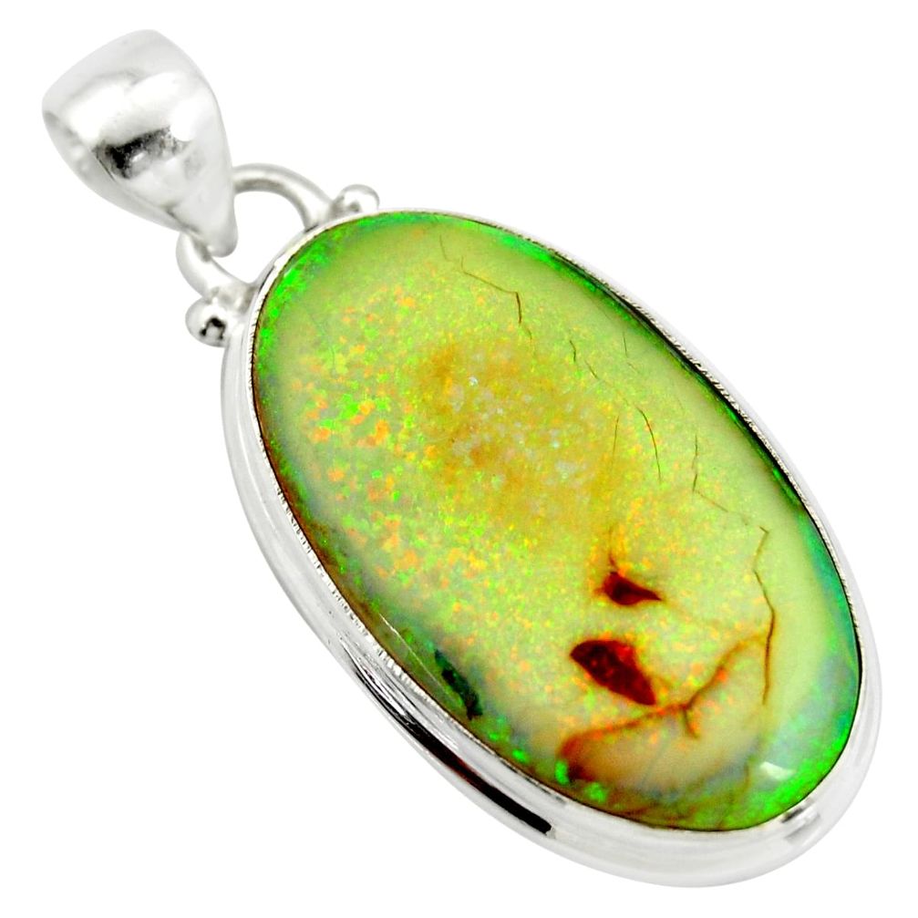 15.93cts multi color sterling opal 925 sterling silver pendant jewelry r25205