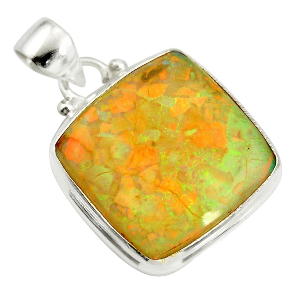 12.62cts multi color sterling opal 925 sterling silver pendant jewelry r25215