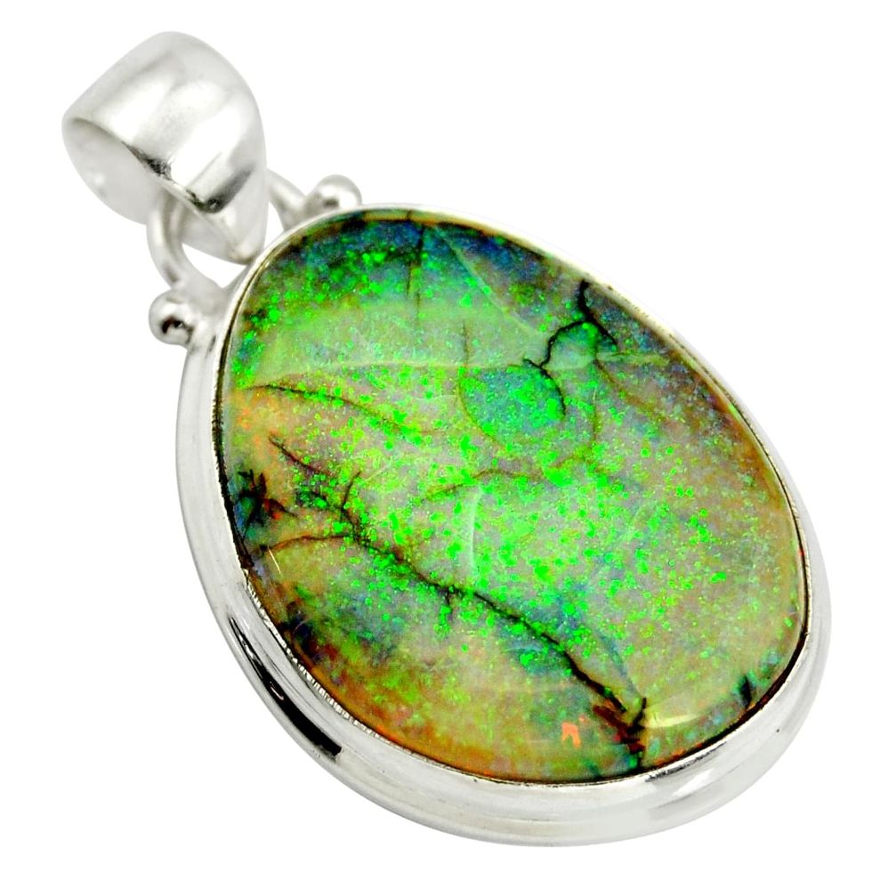 13.15cts multi color sterling opal 925 sterling silver pendant jewelry r25229