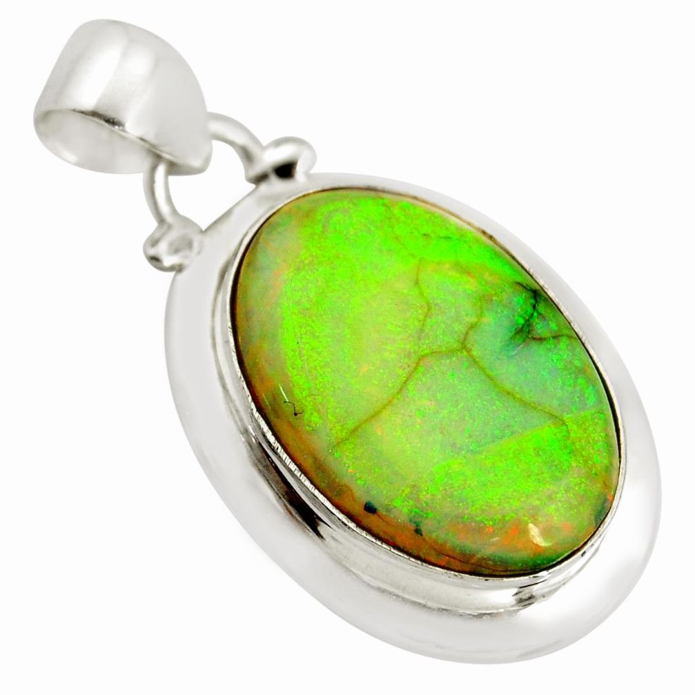 10.76cts multi color sterling opal 925 sterling silver pendant jewelry r25230