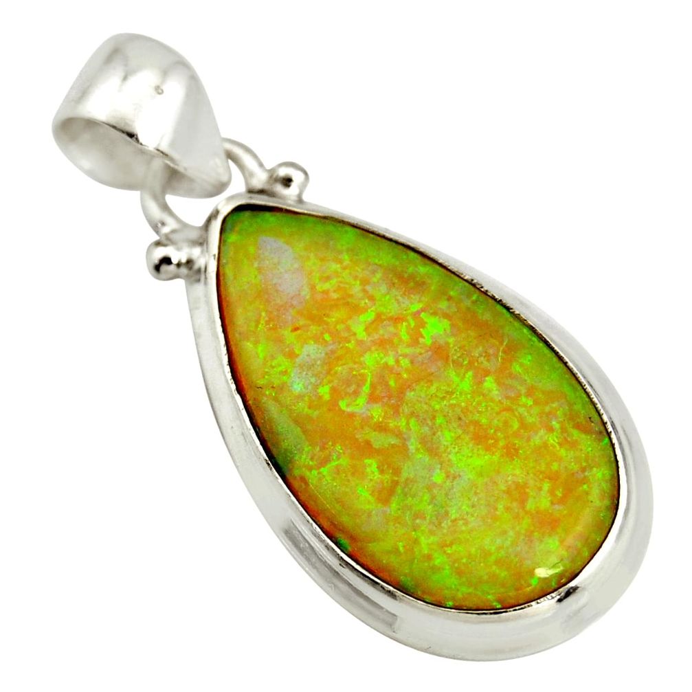 10.22cts multi color sterling opal 925 sterling silver pendant jewelry r25241