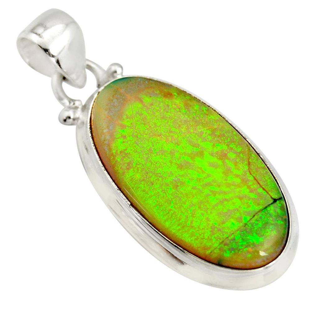 12.07cts multi color sterling opal 925 sterling silver pendant jewelry r25251