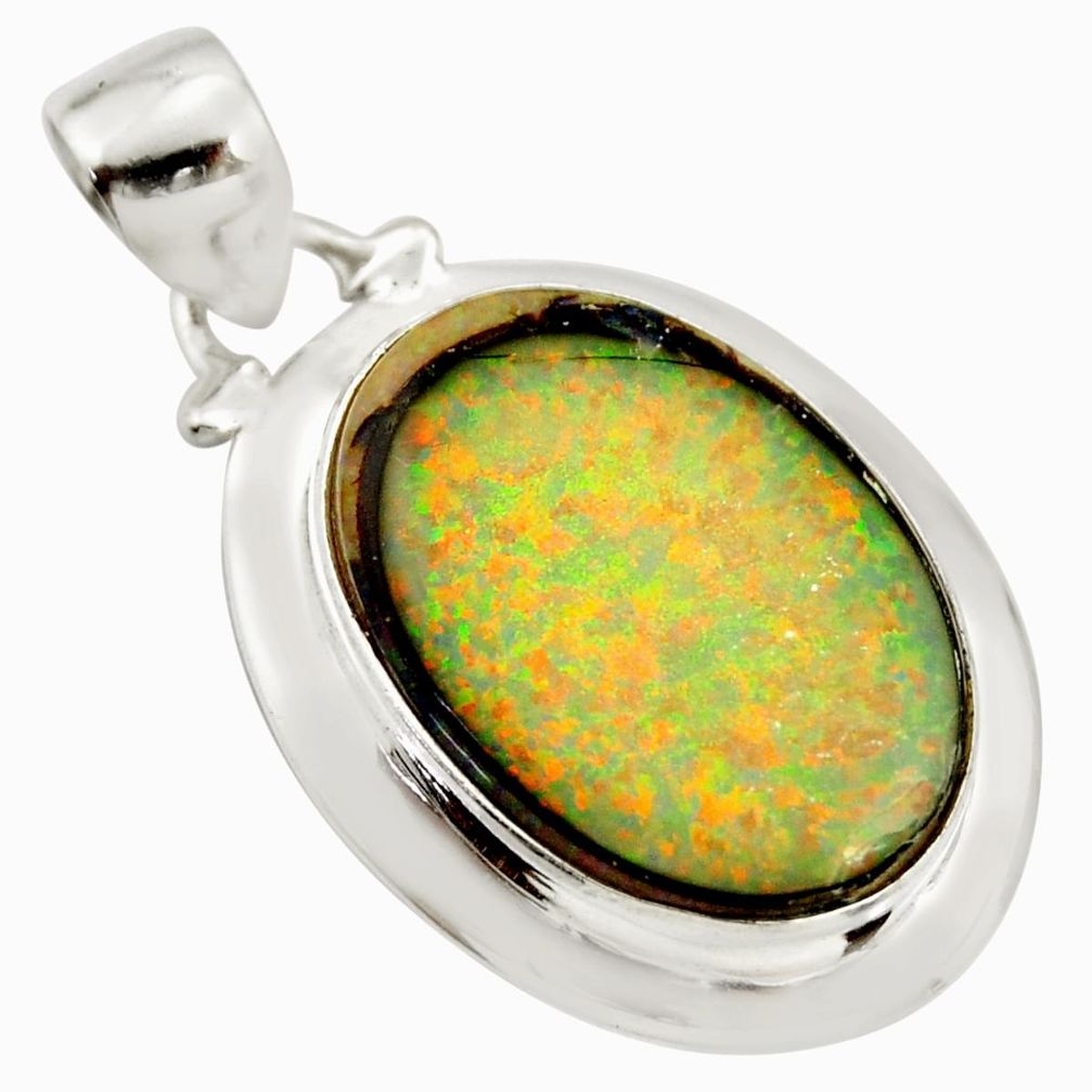 11.55cts multi color sterling opal 925 sterling silver pendant jewelry r25262