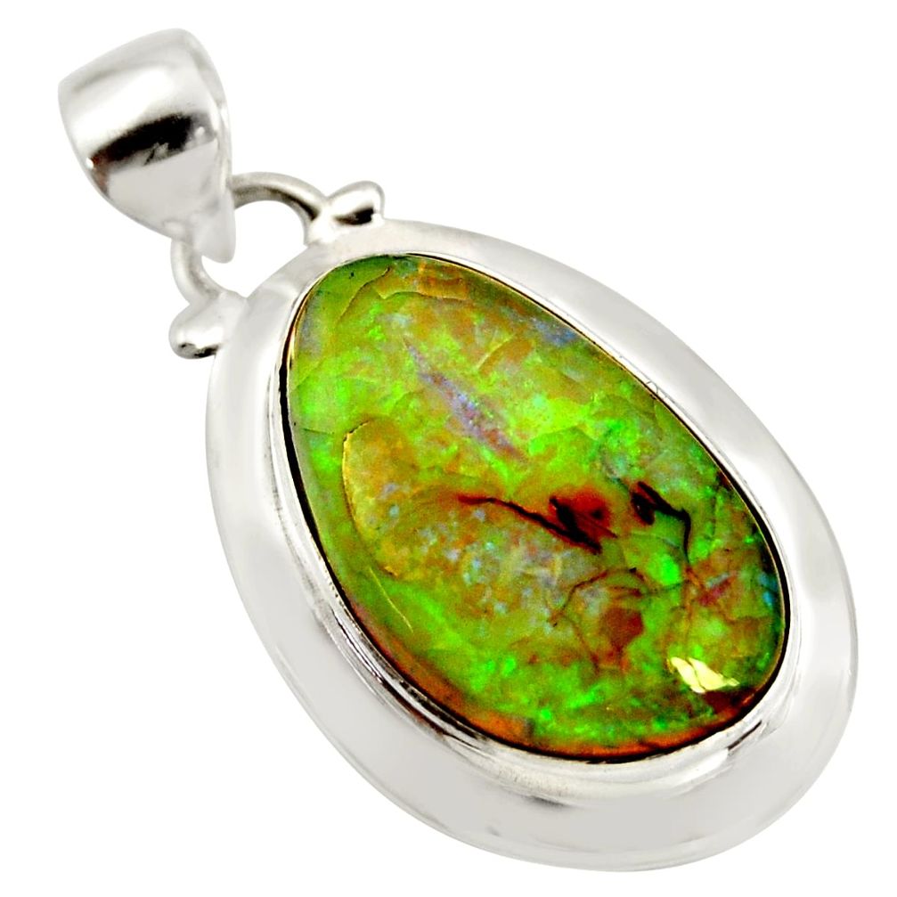 11.26cts multi color sterling opal 925 sterling silver pendant jewelry r25265