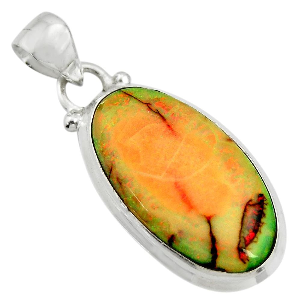 9.25cts multi color sterling opal 925 sterling silver pendant jewelry r25281