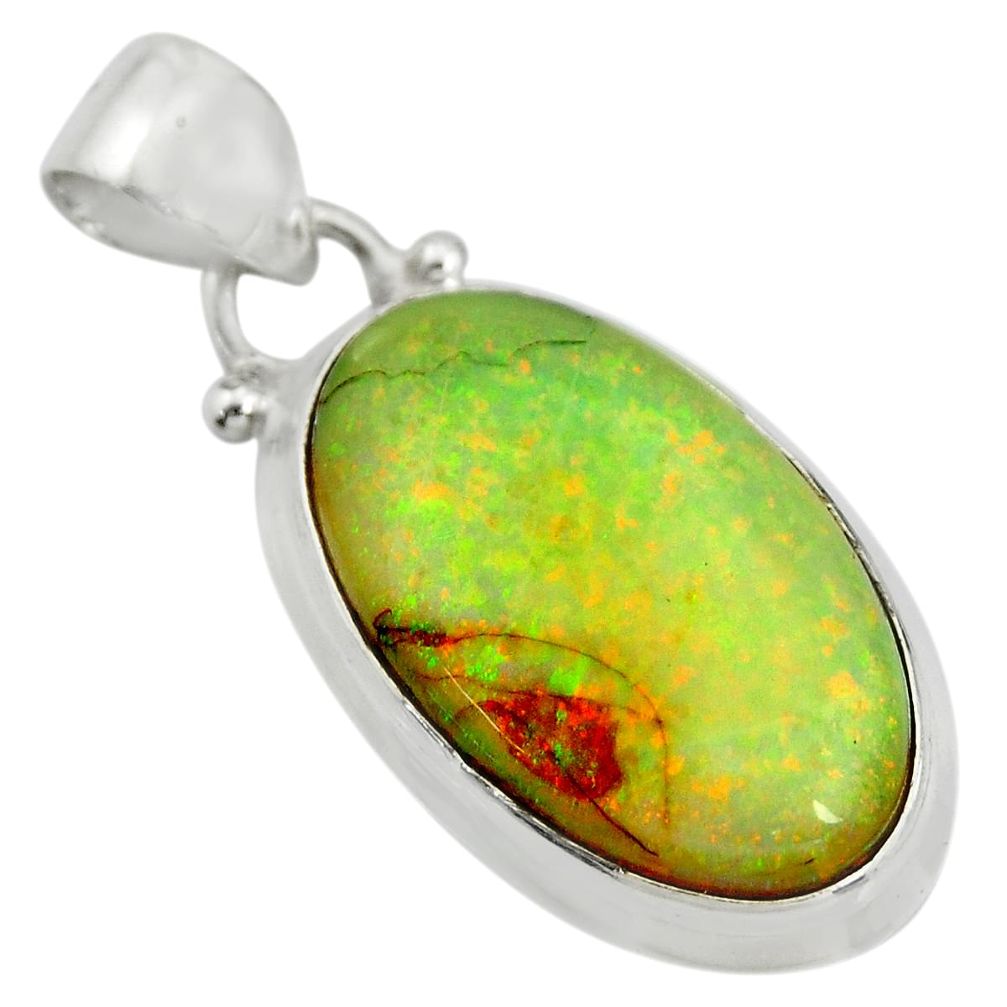 10.79cts multi color sterling opal 925 sterling silver pendant jewelry r25282