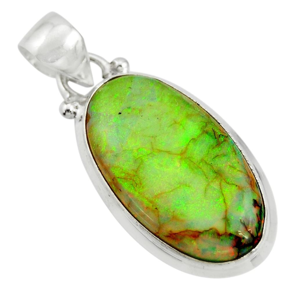 10.79cts multi color sterling opal 925 sterling silver pendant jewelry r25285