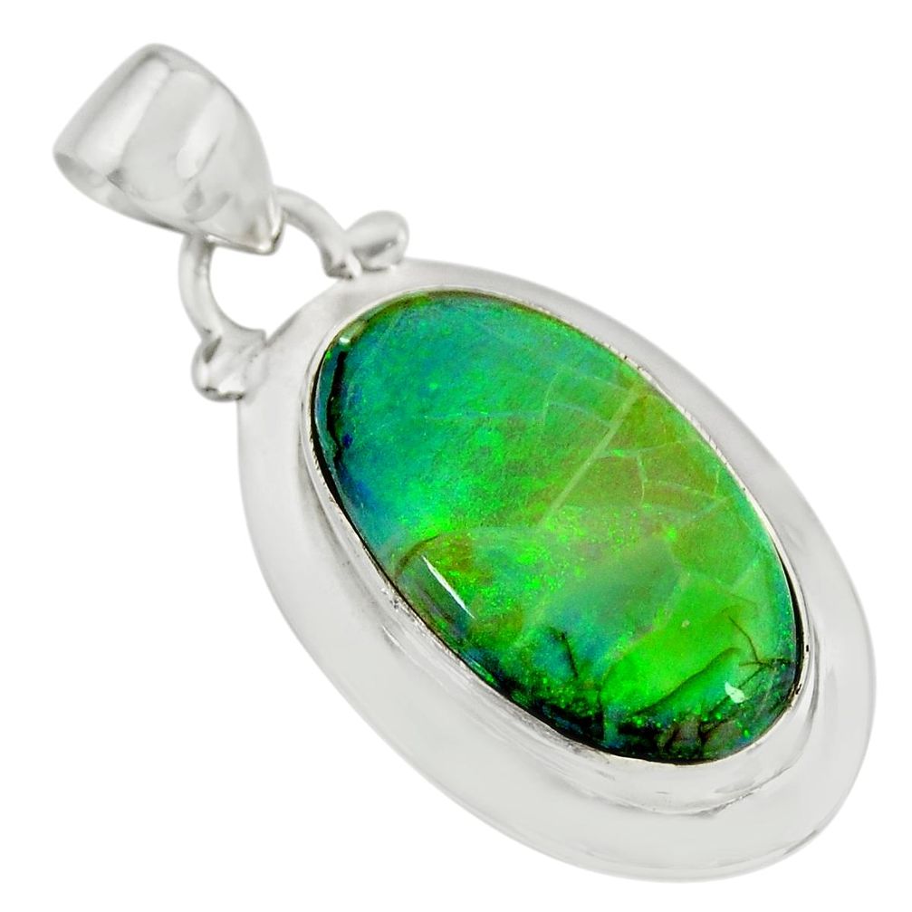 10.19cts multi color sterling opal 925 sterling silver pendant jewelry r25292