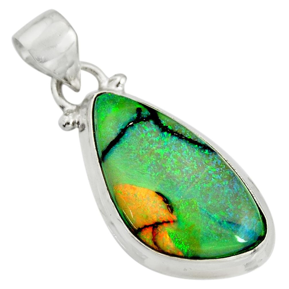 8.90cts multi color sterling opal 925 sterling silver pendant jewelry r25293