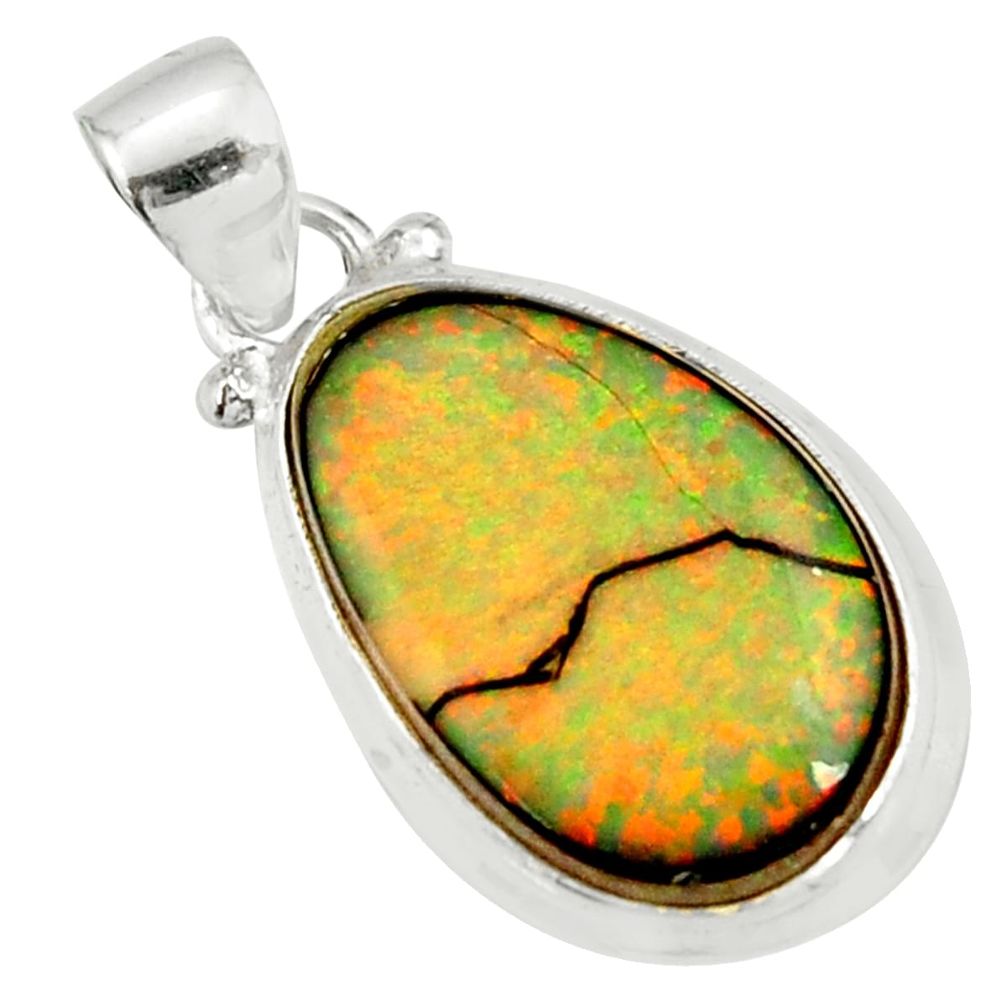 11.25cts multi color sterling opal 925 sterling silver pendant jewelry r27364