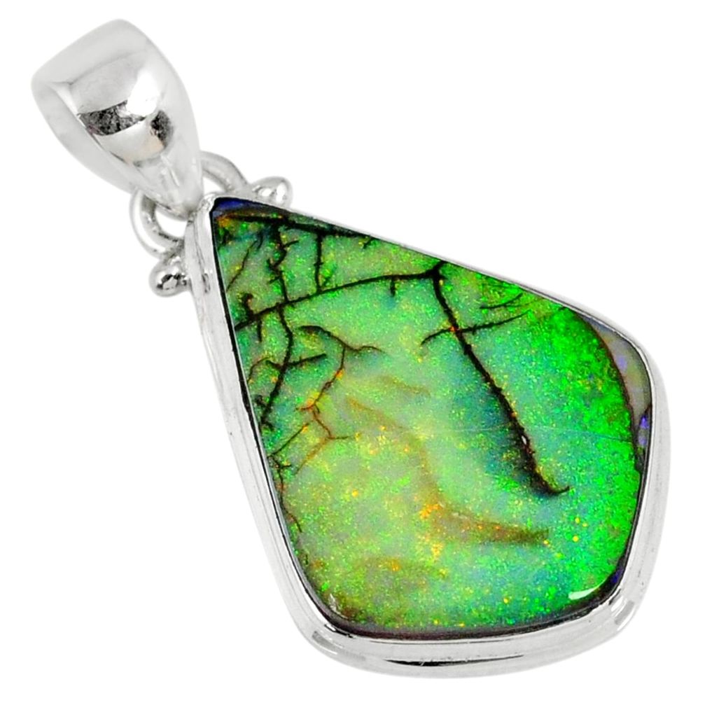 9.77cts multi color sterling opal 925 sterling silver pendant jewelry r58741