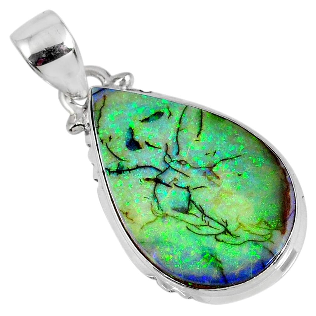 8.83cts multi color sterling opal 925 sterling silver pendant jewelry r58743