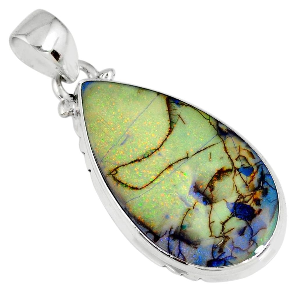 9.80cts multi color sterling opal 925 sterling silver pendant jewelry r58746