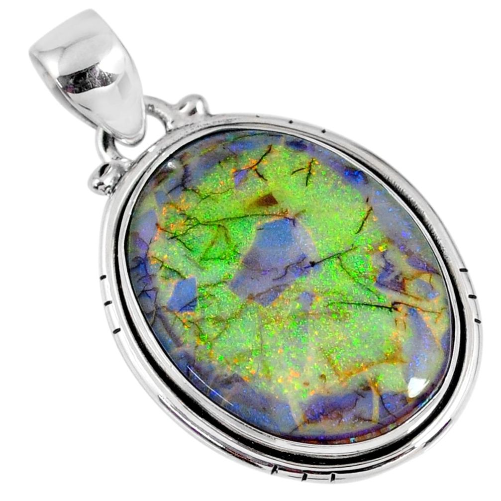 11.25cts multi color sterling opal 925 sterling silver pendant jewelry r58751
