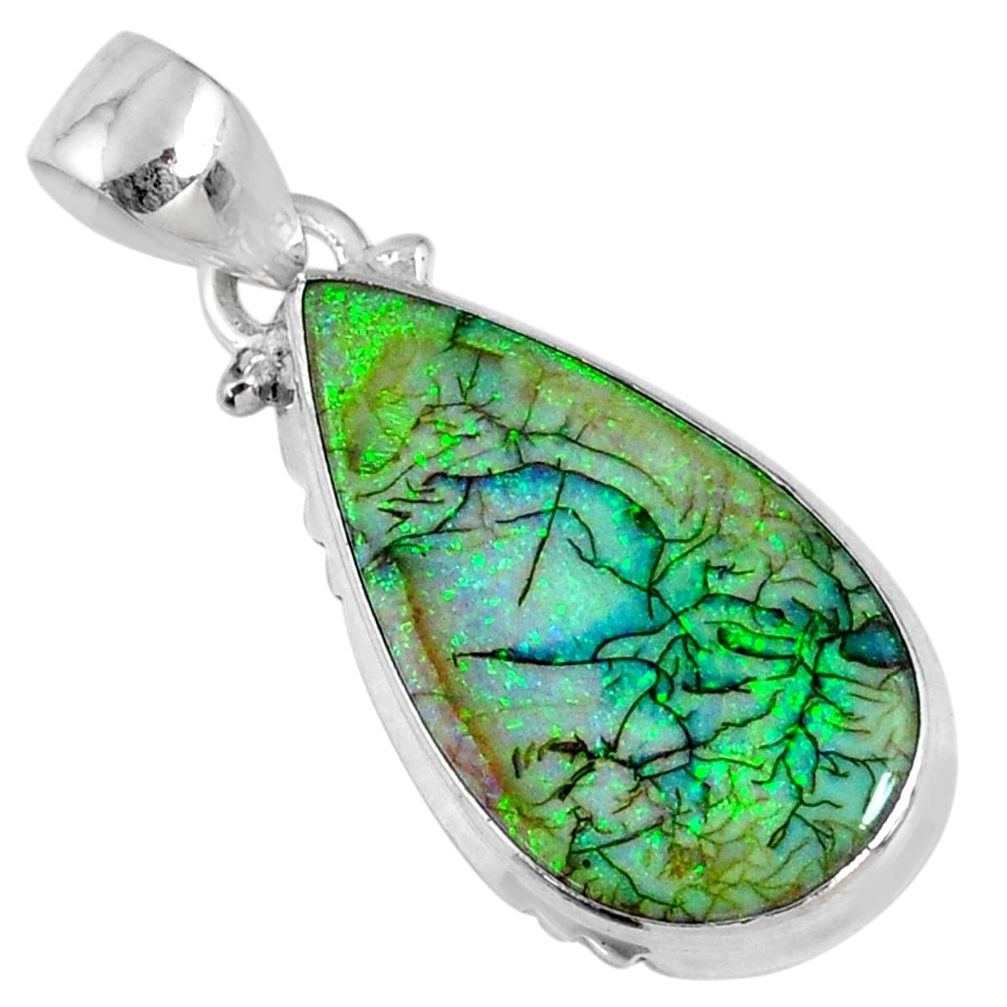 7.97cts multi color sterling opal 925 sterling silver pendant jewelry r58762