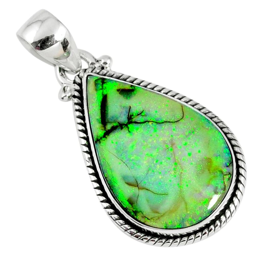 8.26cts multi color sterling opal 925 sterling silver pendant jewelry r58765