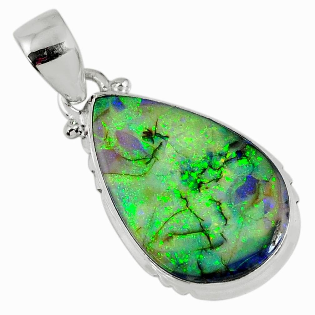 7.97cts multi color sterling opal 925 sterling silver pendant jewelry r58790