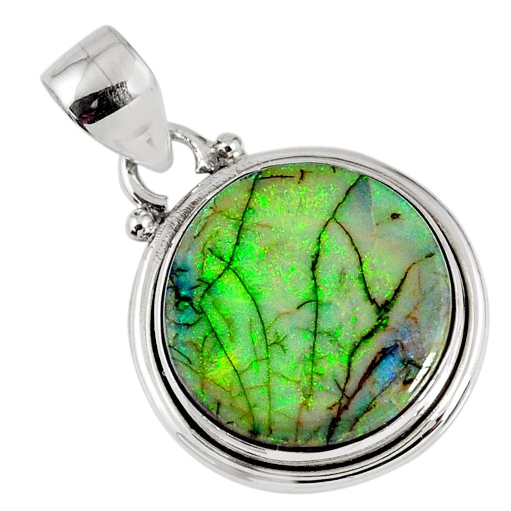 8.32cts multi color sterling opal 925 sterling silver pendant jewelry r58792