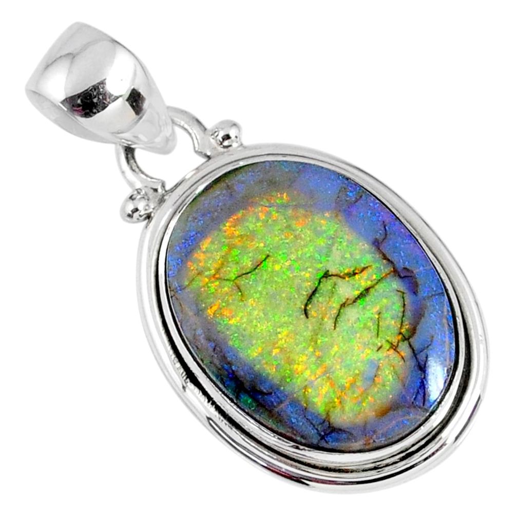 8.26cts multi color sterling opal 925 sterling silver pendant jewelry r58800