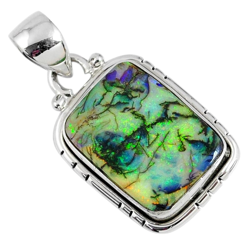 8.84cts multi color sterling opal 925 sterling silver pendant jewelry r58802