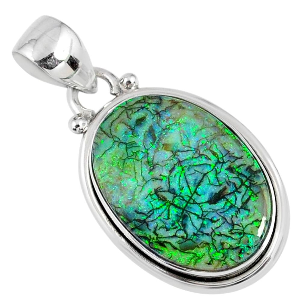 8.04cts multi color sterling opal 925 sterling silver pendant jewelry r58814