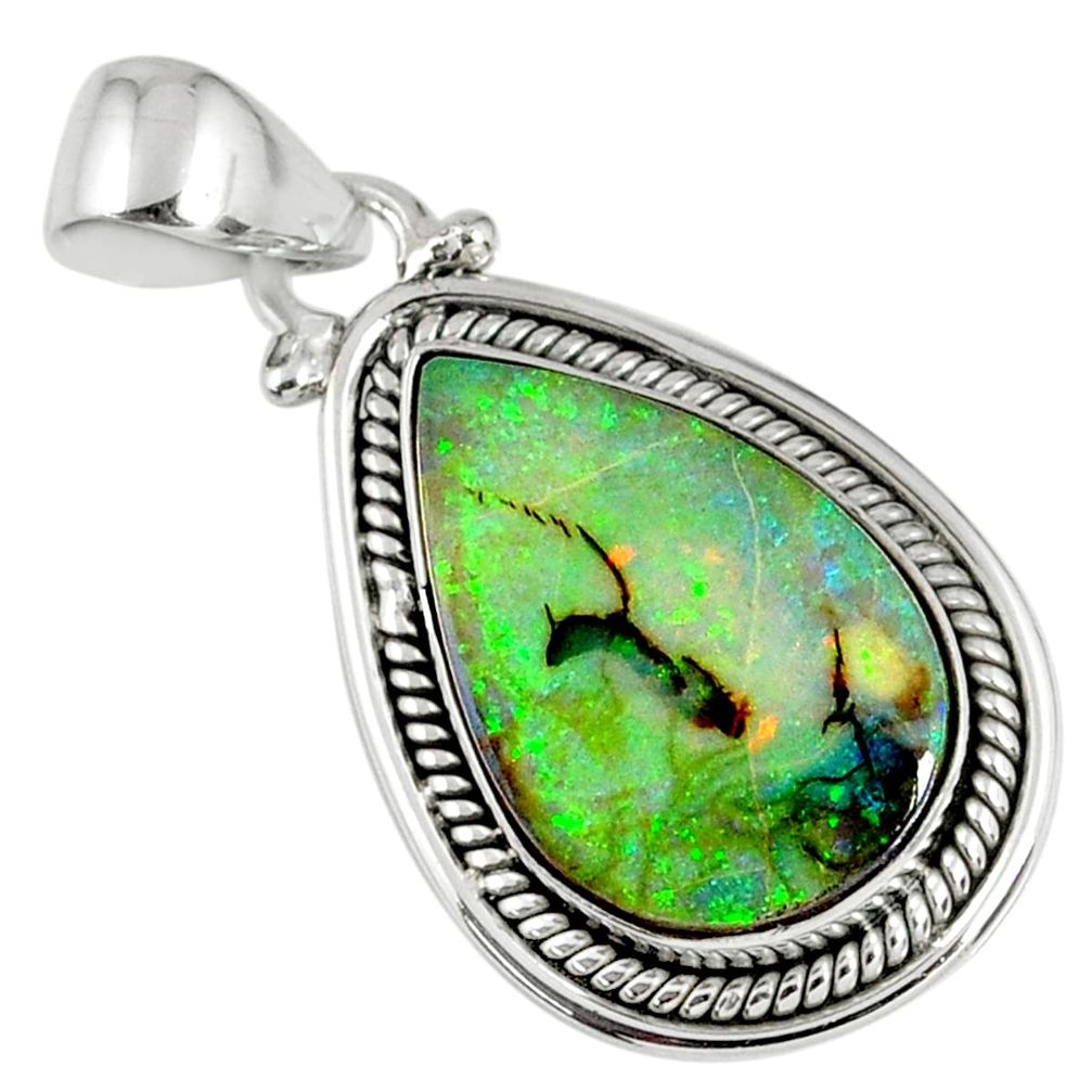 8.07cts multi color sterling opal 925 sterling silver pendant jewelry r58818