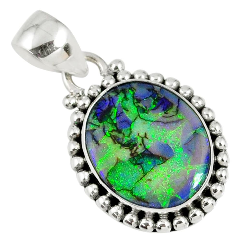 6.45cts multi color sterling opal 925 sterling silver pendant jewelry r58822