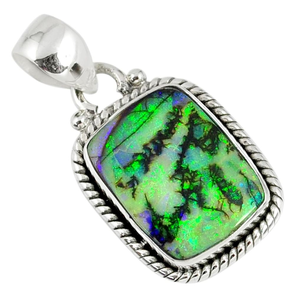 6.88cts multi color sterling opal 925 sterling silver pendant jewelry r58829