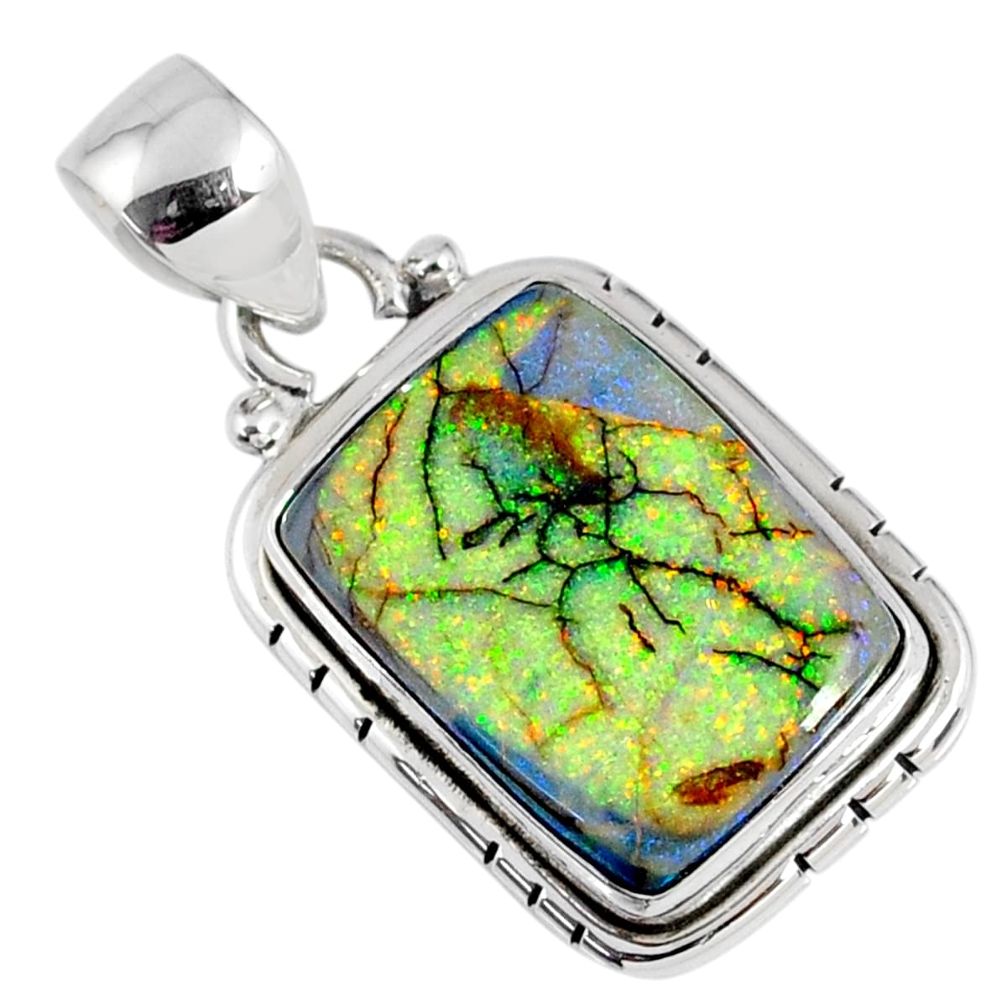 8.09cts multi color sterling opal 925 sterling silver pendant jewelry r58830