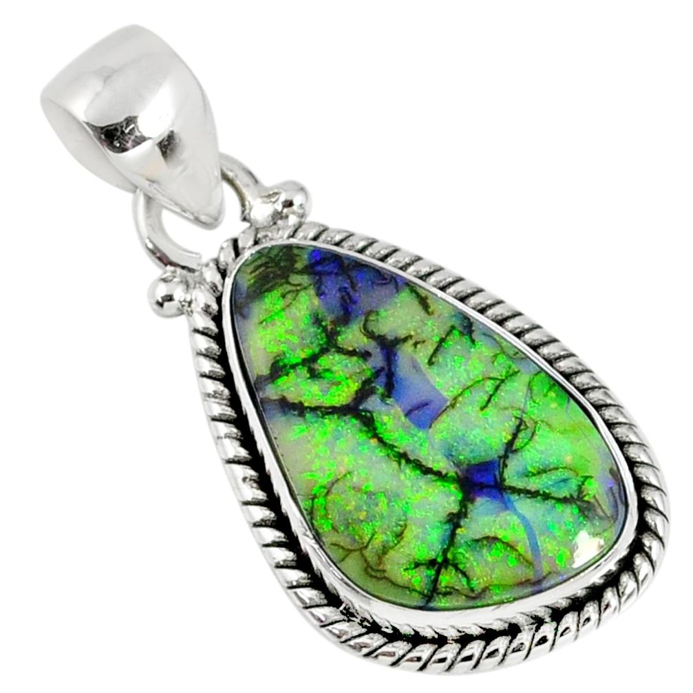 6.88cts multi color sterling opal 925 sterling silver pendant jewelry r58832