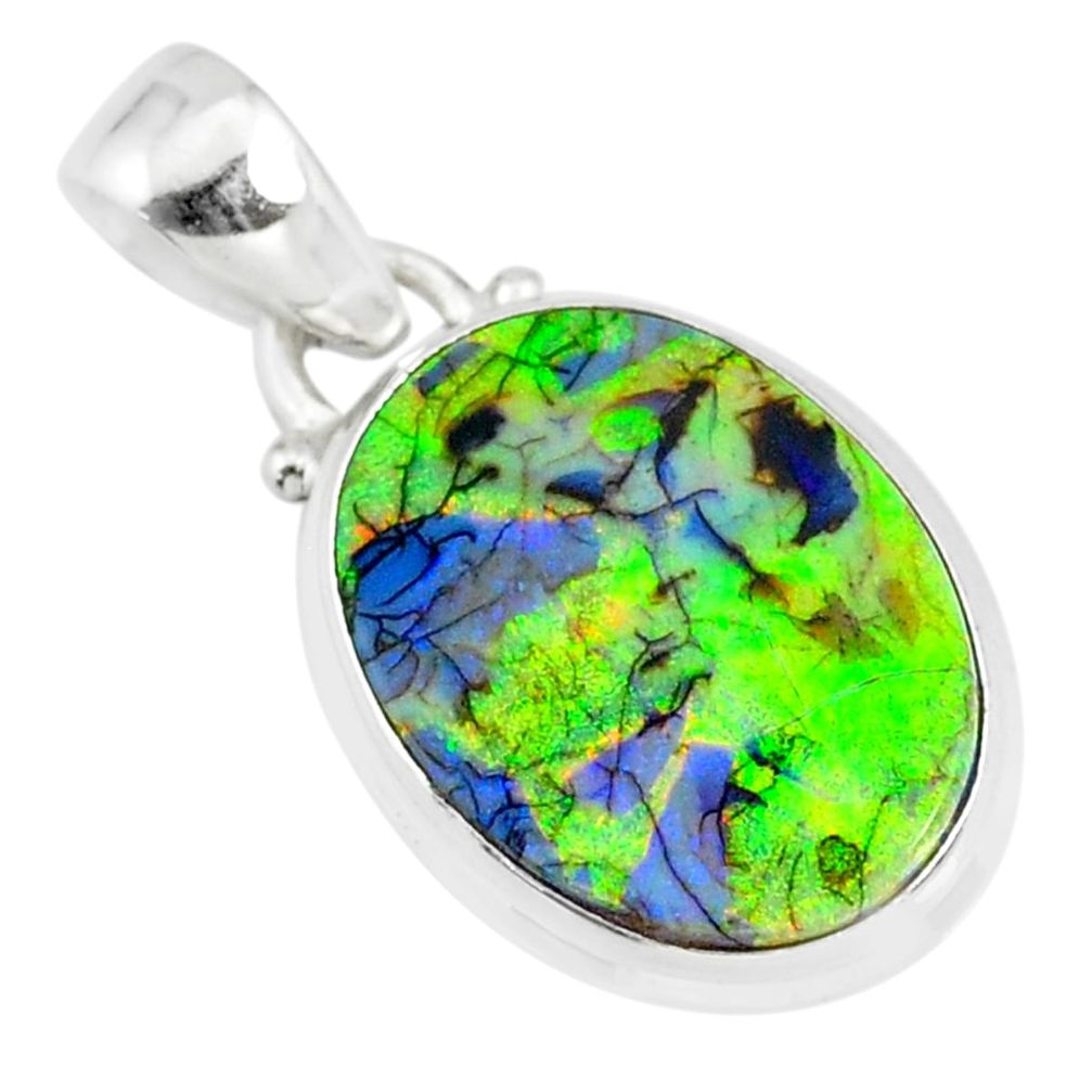 8.15cts multi color sterling opal 925 sterling silver pendant jewelry r84441