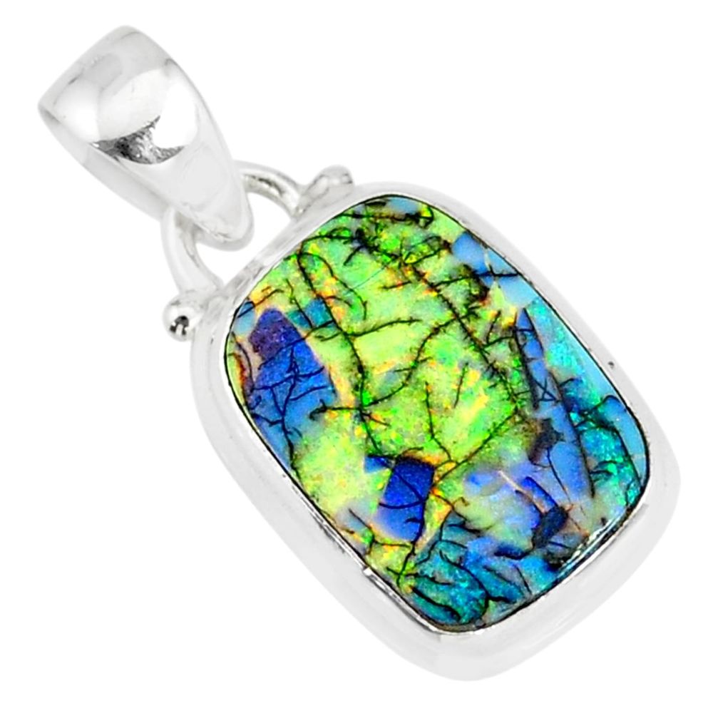 3.76cts multi color sterling opal 925 sterling silver pendant jewelry r84459