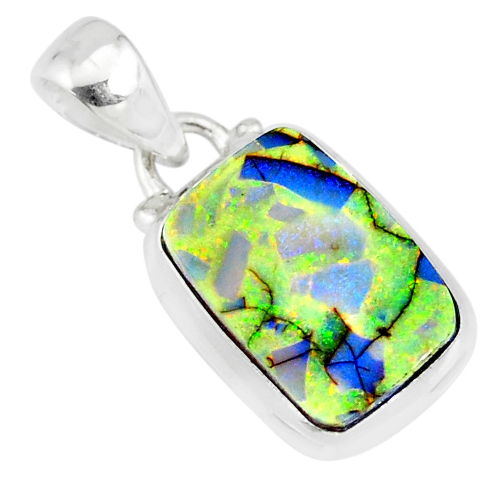 3.93cts multi color sterling opal 925 sterling silver pendant jewelry r84468